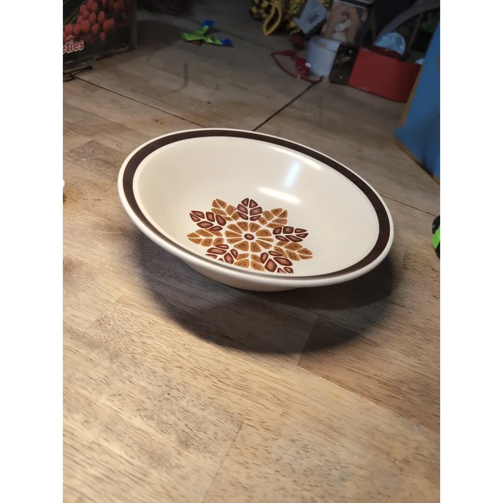 Vtg NIKKO Aztec Stone Dishwasher Oven Safe 8 7/8 Round Soup Bowl (Made In Japan)